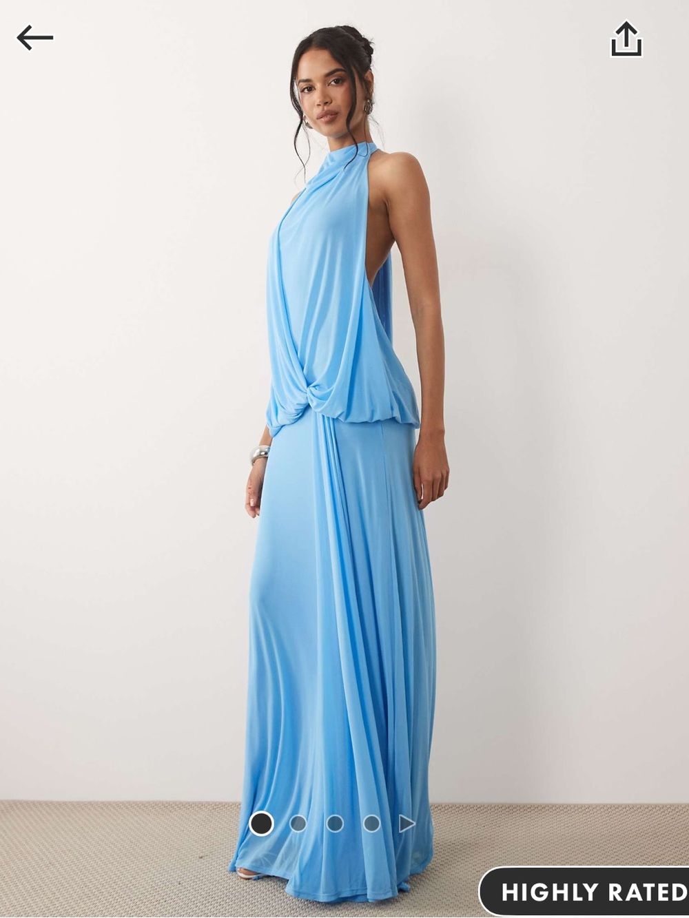 ASOS Design | Mesh Halter Sky Blue Draped Maxi Dress